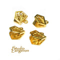 14K Gold Filled decorative Flat Pinch End Caps size 12x11 mm, Flat end caps, Jewelry making, End caps gold filled - 1 pair (2 piece)
