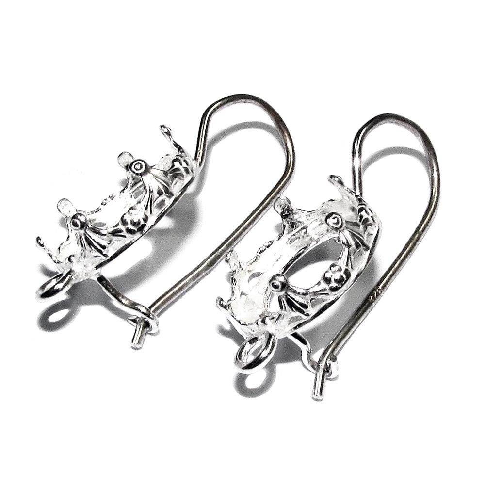925 sterling silver blank earrings with bezel cup and closet ring size 8 - 14mm, model 1231H, Jewelry making, Setting - 1 pair (2 pieсes)