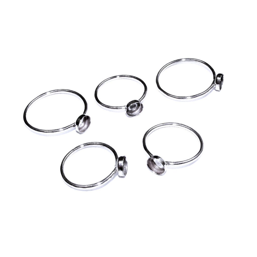 925 sterling silver blank ring with bezel cup 4mm size 4, 5, 6, 7, 8, 9, 10, 11, silver ring, bezel cup, base ring, Jewelry making - 1 piece