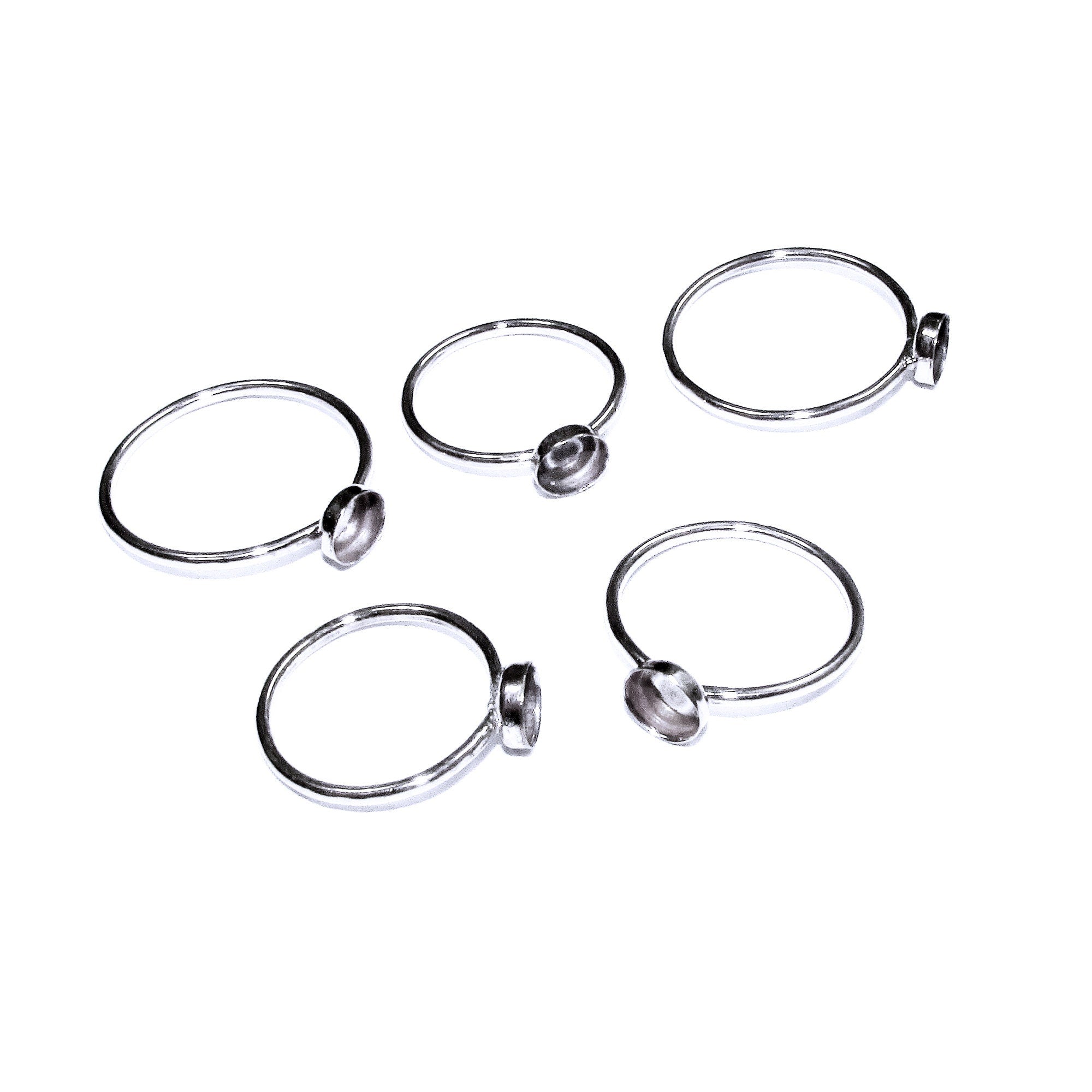 925 sterling silver blank ring with bezel cup 4mm size 4, 5, 6, 7, 8, 9, 10, 11, silver ring, bezel cup, base ring, Jewelry making - 1 piece