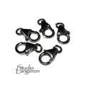 925 Sterling Silver Black Rhodium Plated Teardrop Lobster Clasp sizes 10 mm, Jewelry making, Lobster clasp, Black Rhodium, Silver - 1 piece