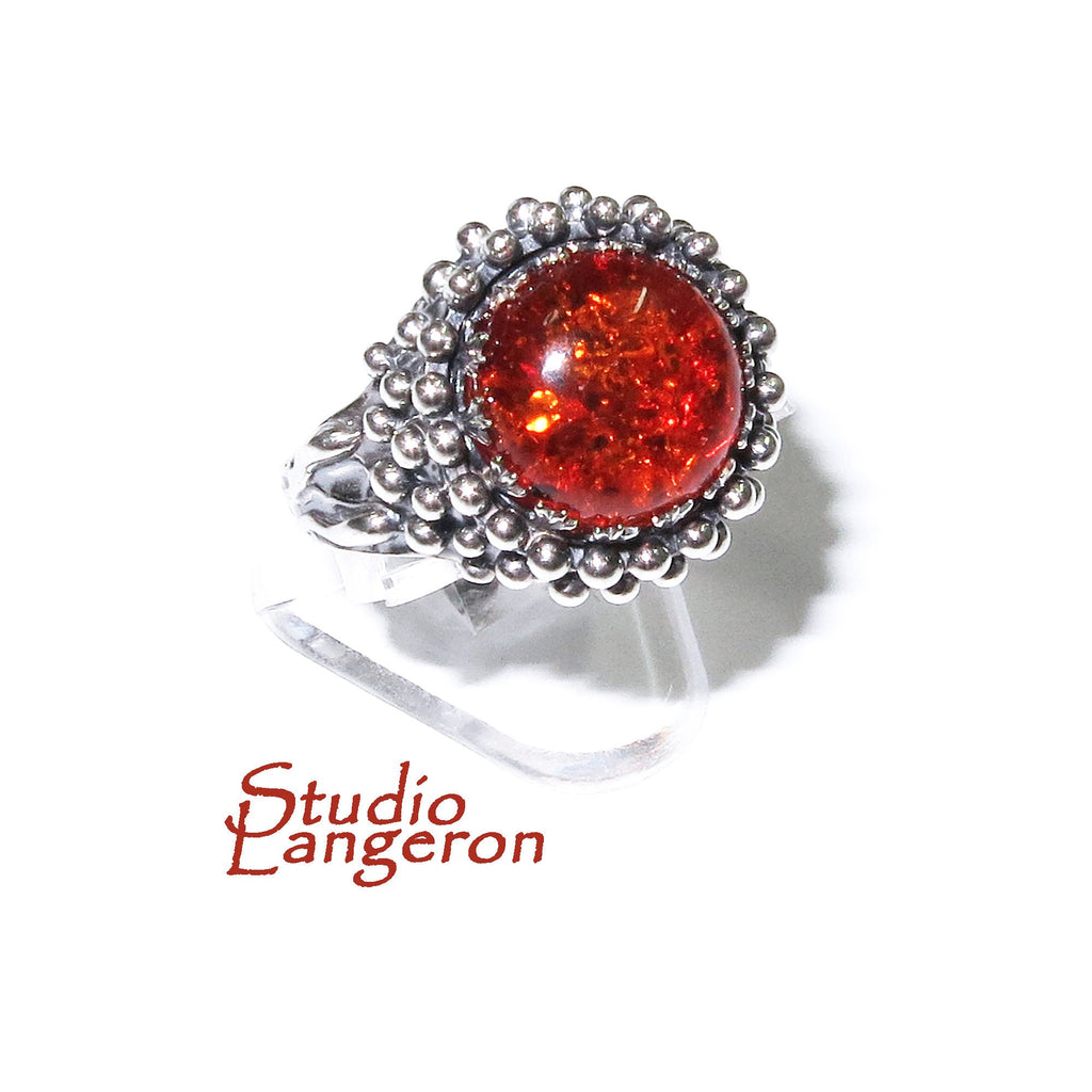 Statement Madagascar Copal ring 925 sterling silver size 7 1/2, Handmade ring, single copy, 925 Sterling silver, Madagascar Copal, gemstone