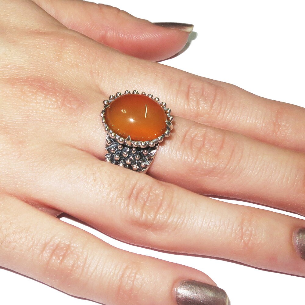 Statement Natural opal ring 925 sterling silver size 7, Handmade ring, single copy, sterling silver, Orange opal, silver ring, gemstone