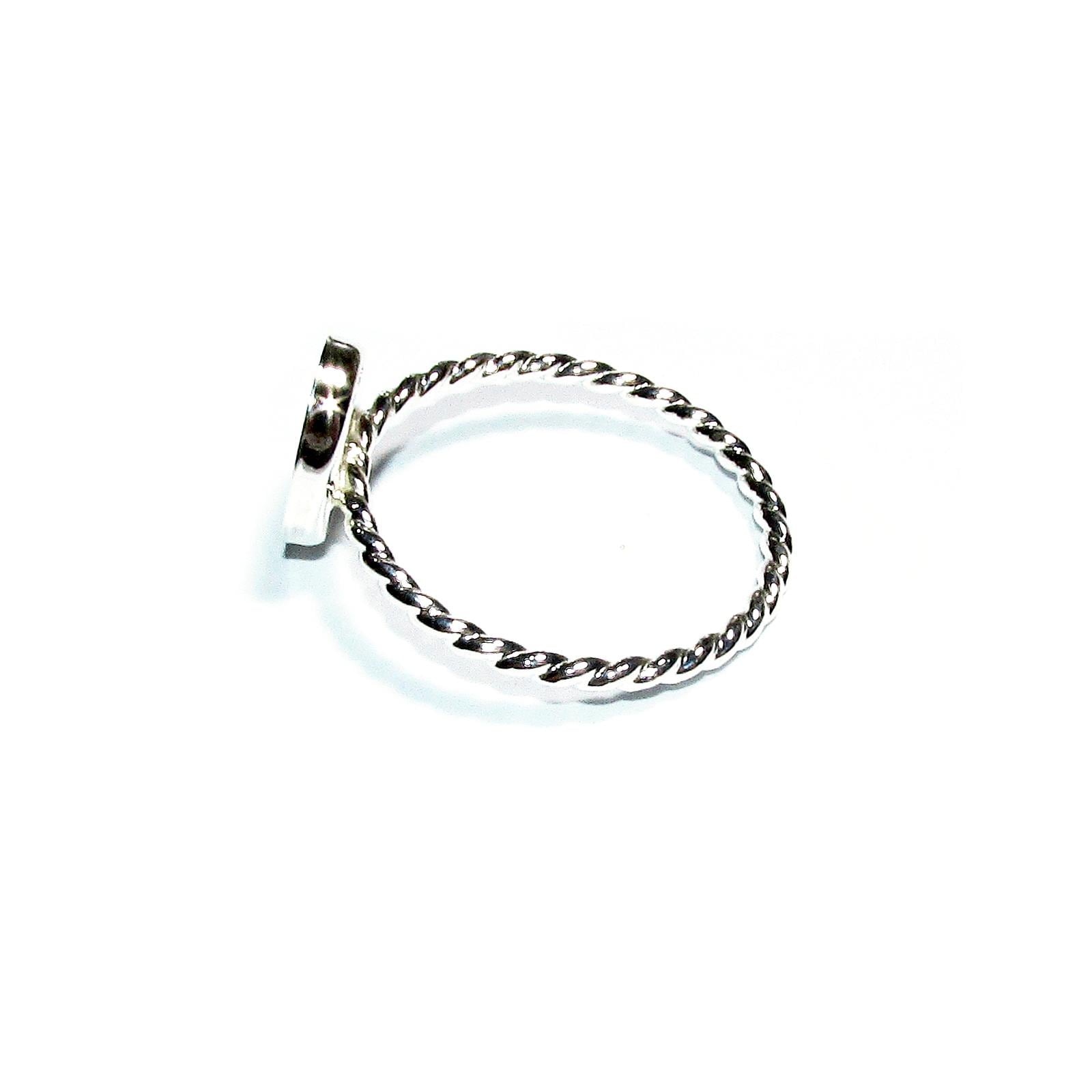 925 sterling silver twisted blank ring with bezel cup 8x10mm size 4, 5, 6, 7, 8, 9, 10, 11, bezel cup, base ring, Jewelry making - 1 piece