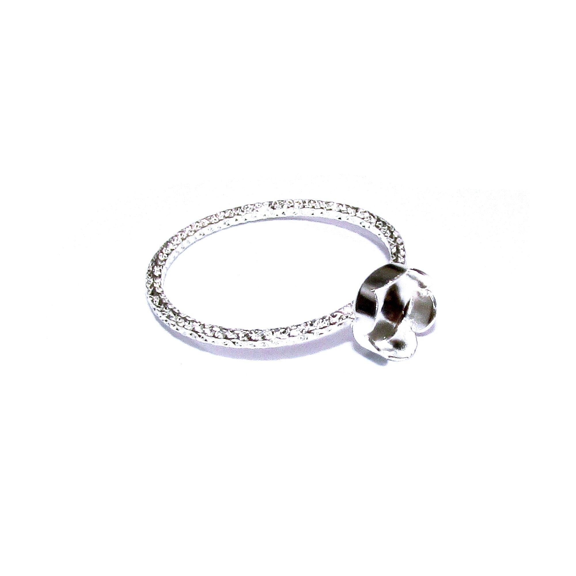 925 sterling silver blank ring with flower bezel cup 6 mm size 4, 5, 6, 7, 8, 9, silver ring, bezel cup, base ring, Jewelry making - 1 piece