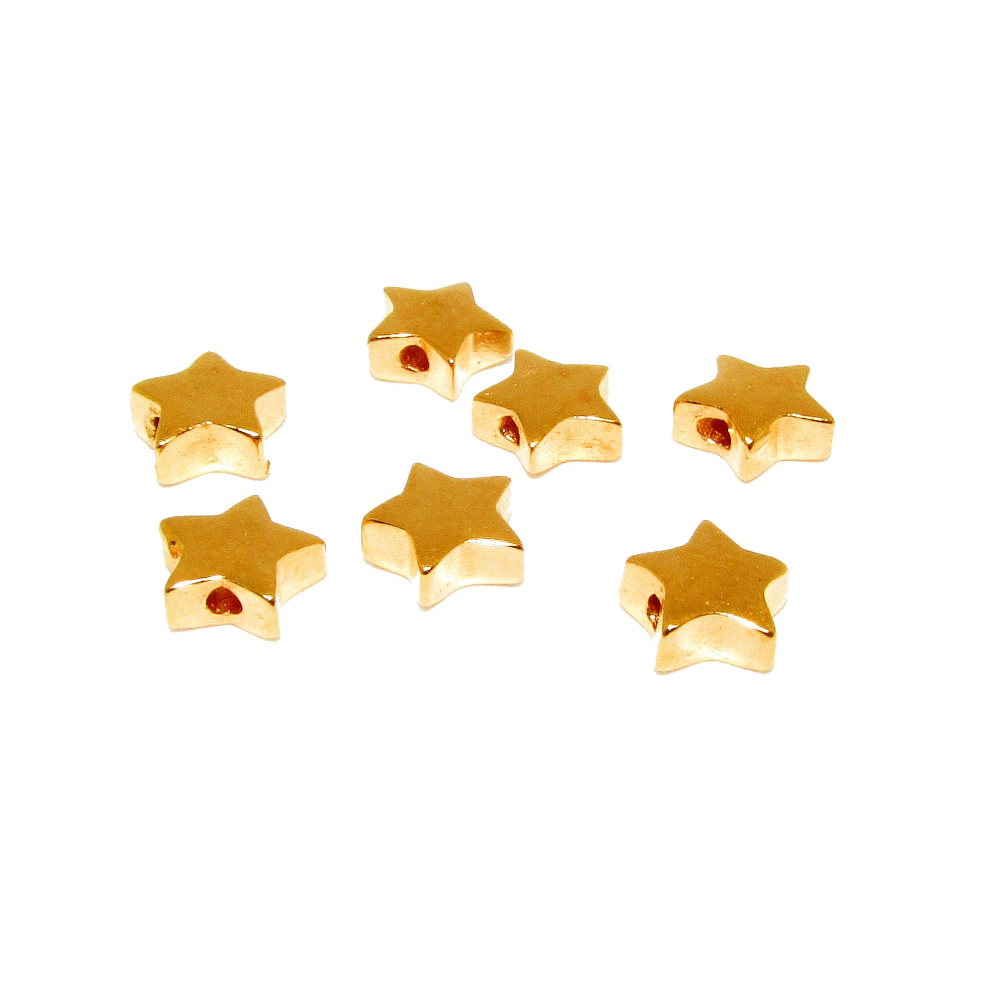 14K Gold filled Star flat beads size 6.7x2.5 mm, Flat beads, Beads for bracelets, 14K Gold filled, Jewelry making, Star Bead - 1 piece