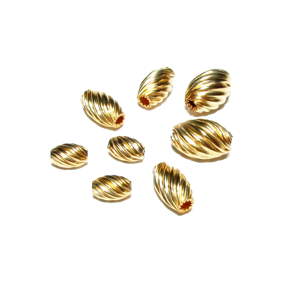 14K yellow gold filled oval twisted beads, Oval Beads, swirl beads, Gold filled beads, Jewelry making, Yellow Gold Filled - 1 piece