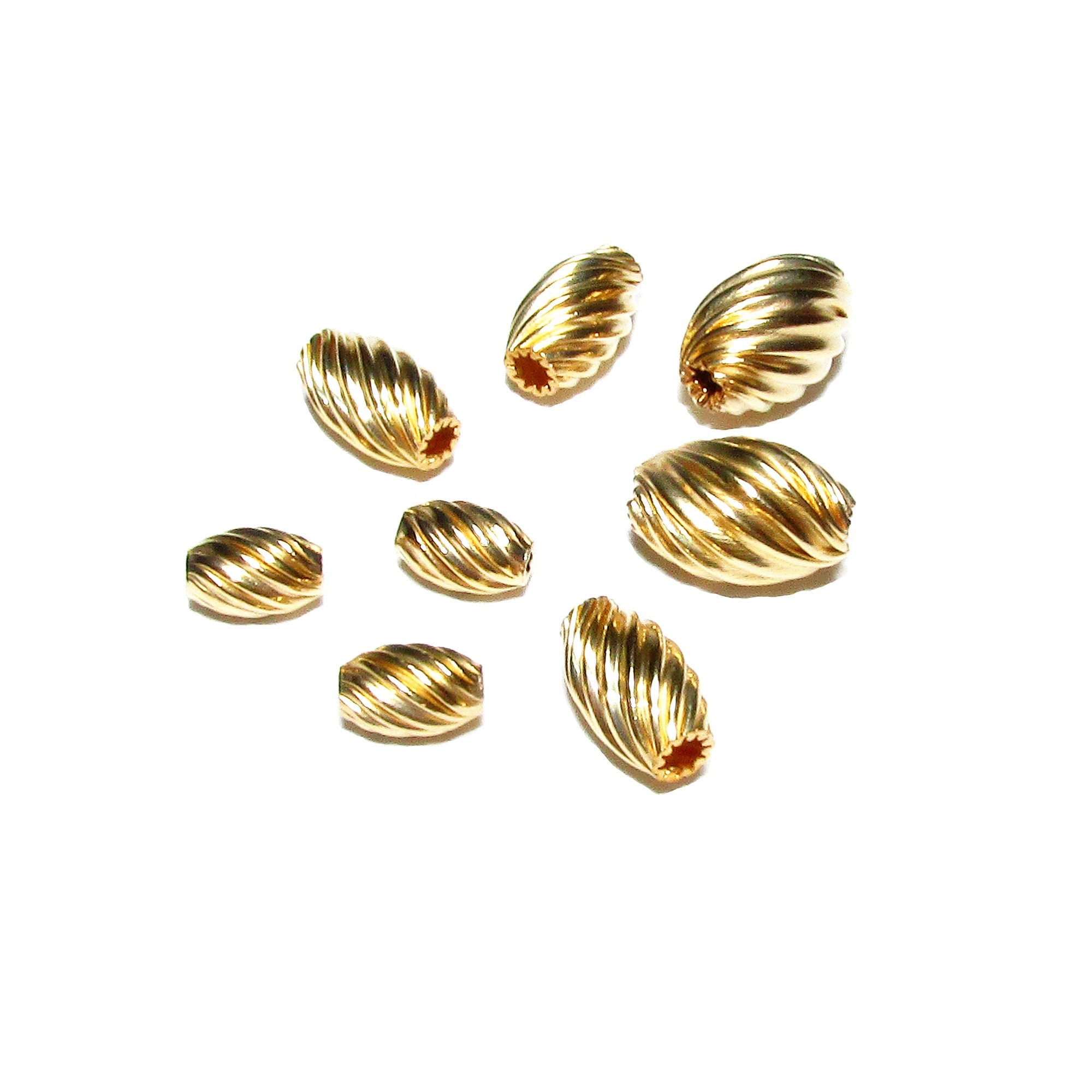 14K yellow gold filled oval twisted beads, Oval Beads, swirl beads, Gold filled beads, Jewelry making, Yellow Gold Filled - 1 piece