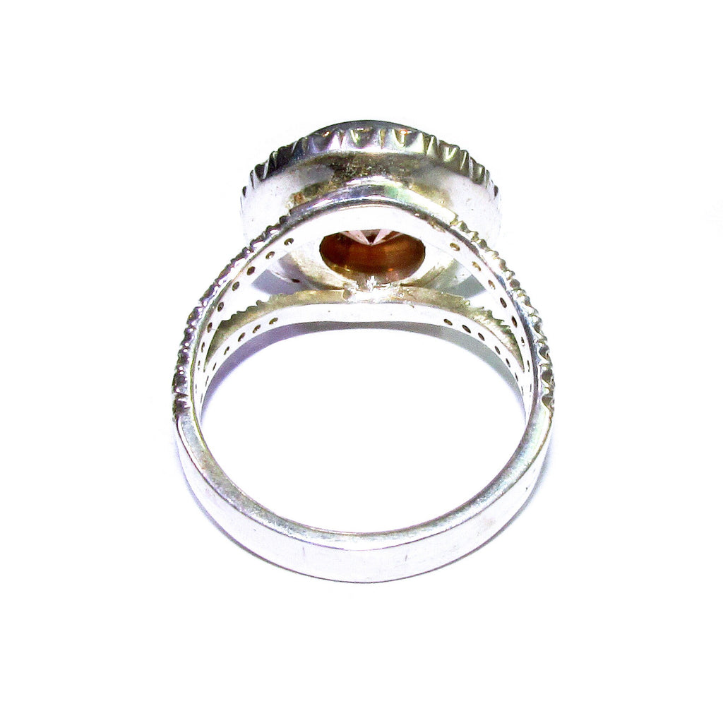 Champagne topaz ring 925 sterling silver size 7 1/2, handmade ring, single copy, Statement ring, Champagne topaz, silver ring, gemstone