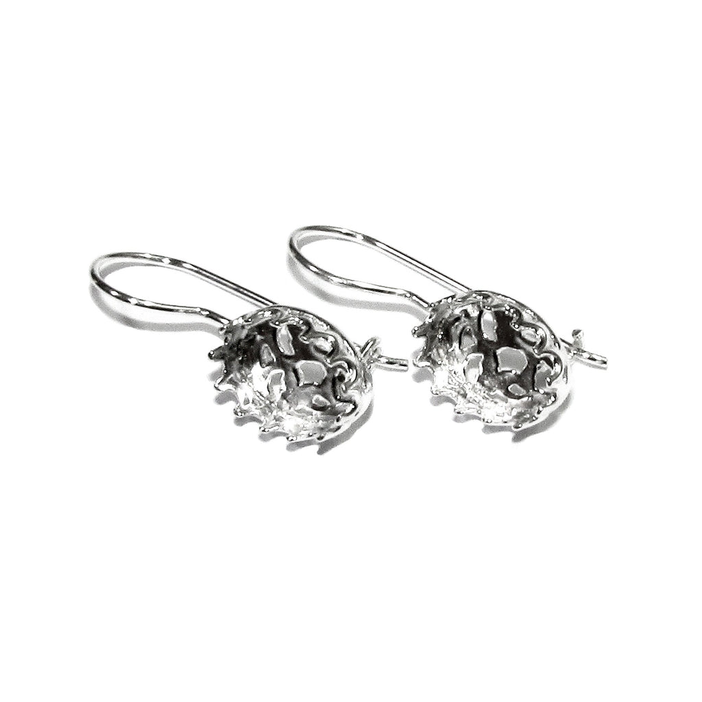 8x10 mm size 925 sterling silver blank earrings with bezel cup, Jewelry making, Setting, oval bezel cup, base earrings - 1 pair (2 piece)