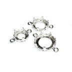 925 Sterling Silver Round Bezel Cup with 2 closed rings, sizes 8-24mm, Bezel cup, Setting, Jewelry making, Bracelet, Connector - 1 piece