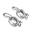 925 sterling silver blank earrings with oval bezel cup size 6x8-8x10mm, model 1023, Jewelry making, Setting, bezel cup - 1 pair (2 pieces)