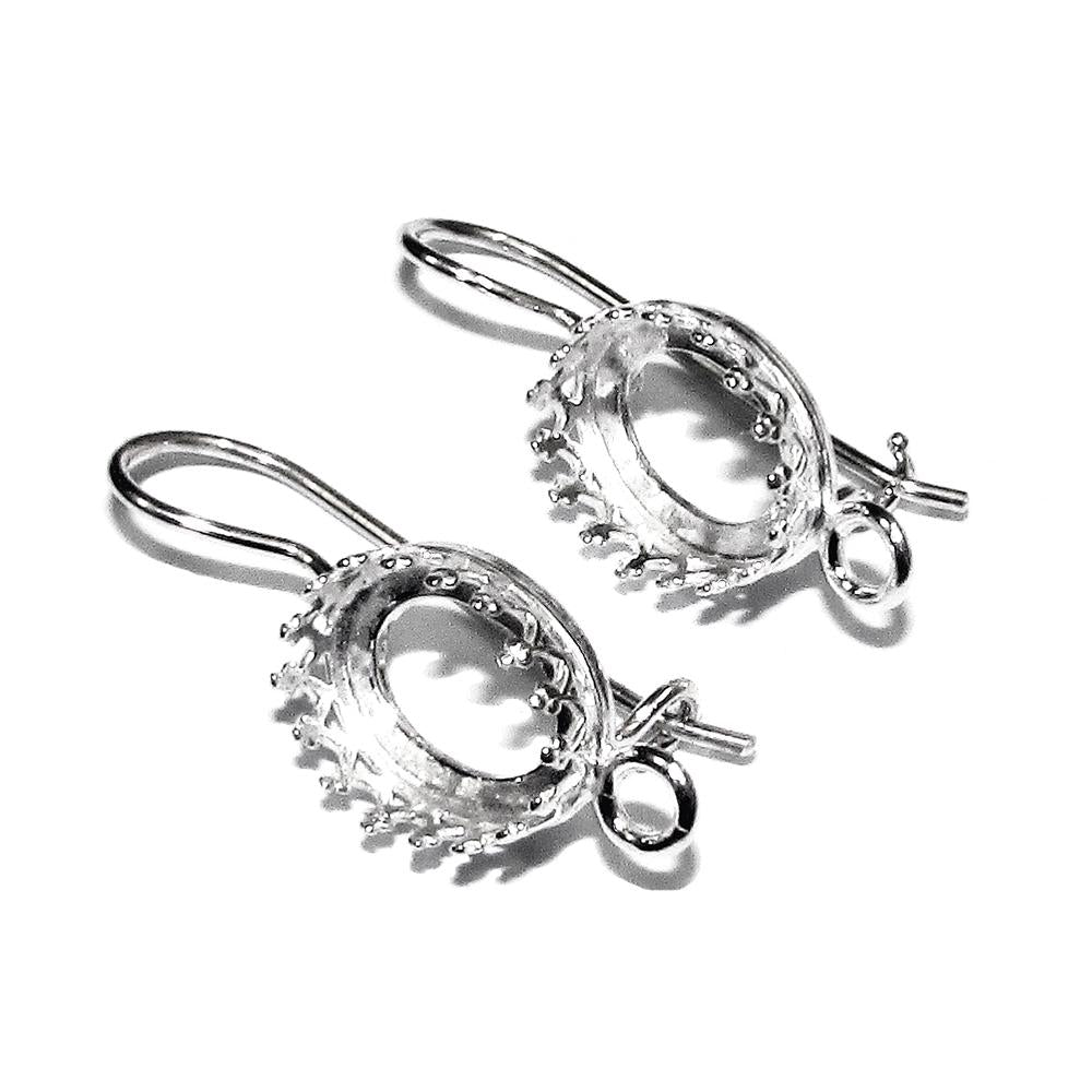 925 sterling silver blank earrings with oval bezel cup size 6x8-8x10mm, model 1023, Jewelry making, Setting, bezel cup - 1 pair (2 pieces)
