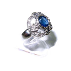 Statement Sapphire ring 925 sterling silver size 5 1/2, Handmade ring, single copy, 925 sterling silver, Natural Sapphire, gemstone