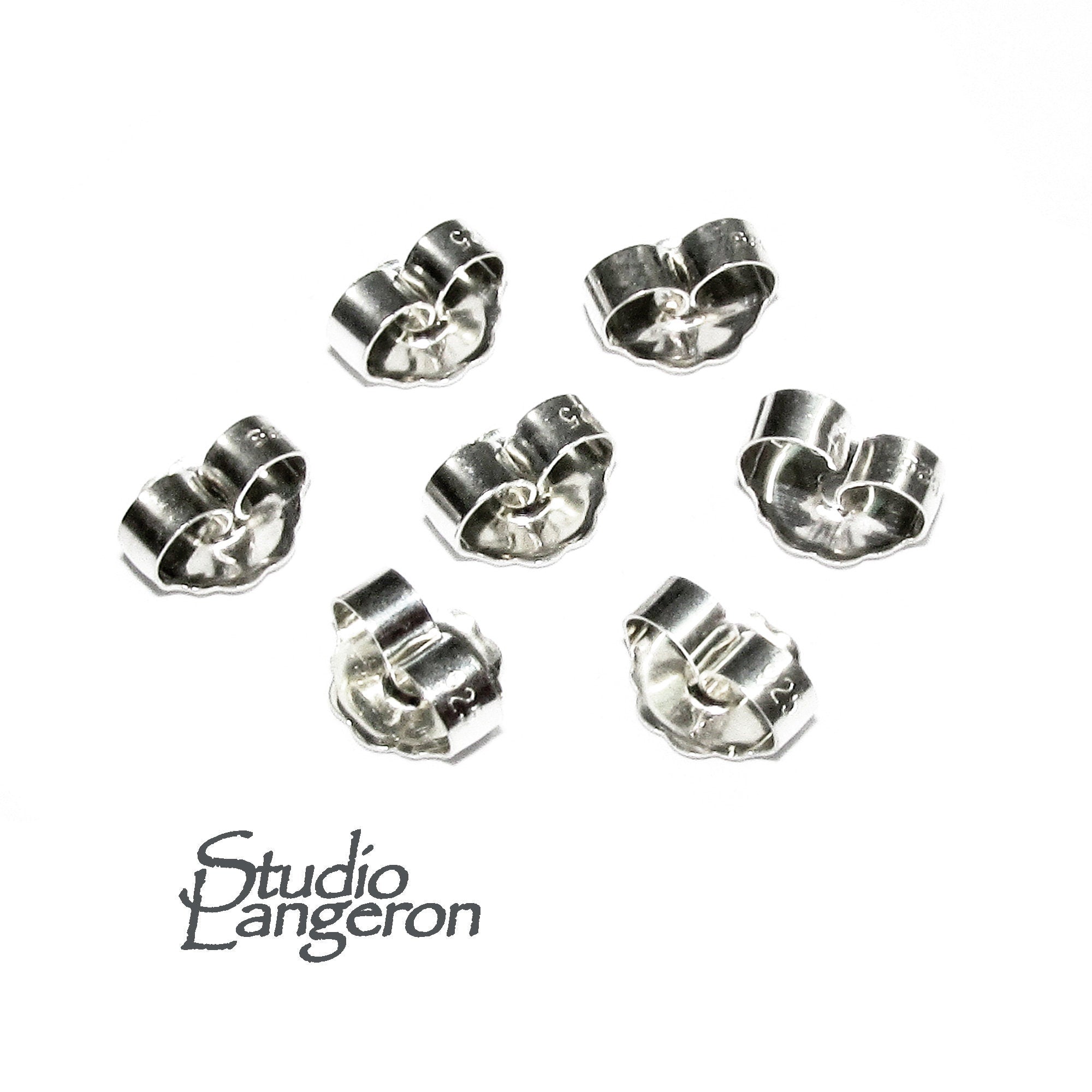 925 Sterling silver Friction Ear Nuts size 5.5 mm, Butterfly Earring Backs, Jewelry making, Earring Findings, Sterling silver backs - 1 pair