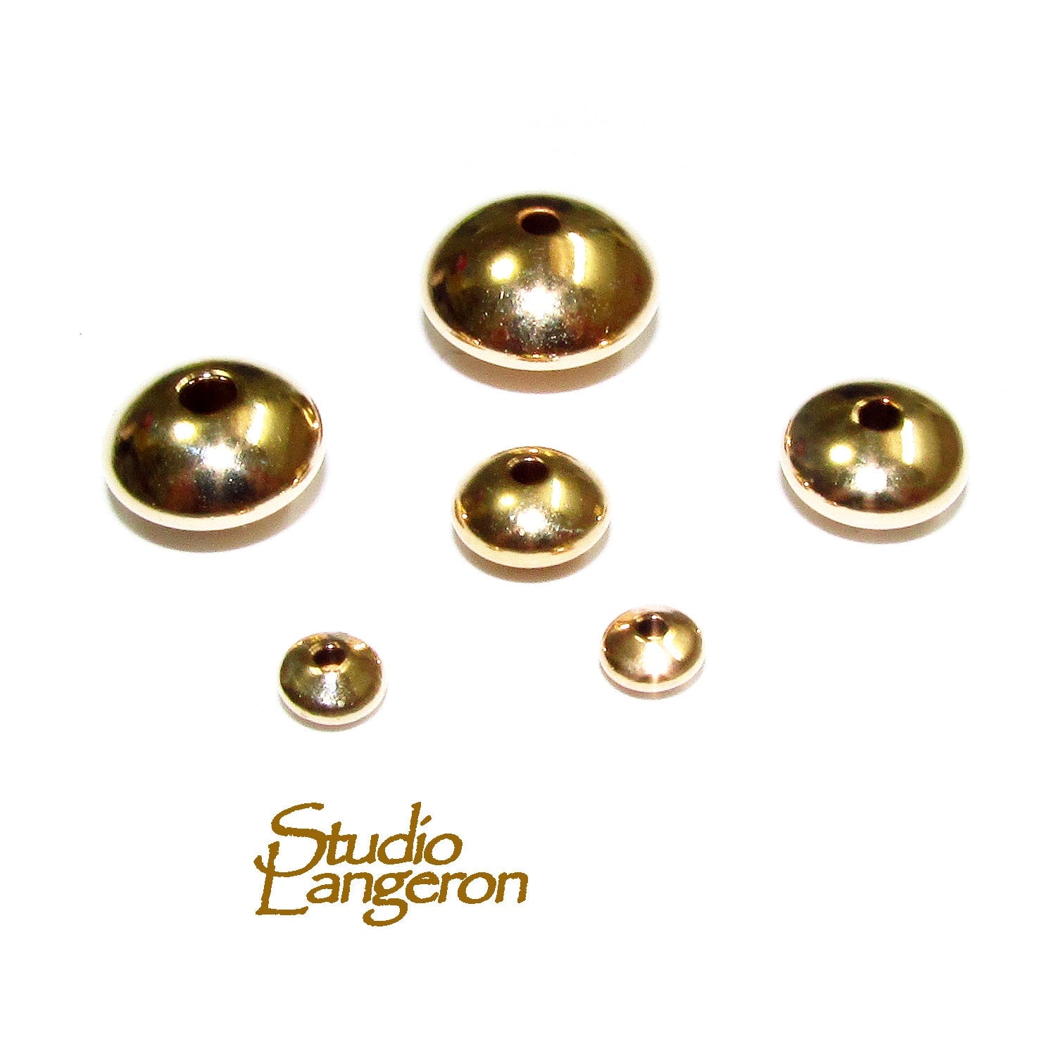 14K gold filled saucer beads size 3.0-17.0 mm, Gold-filled saucer beads, Saucer beads, Jewelry making, Gold filled beads - 1 piece