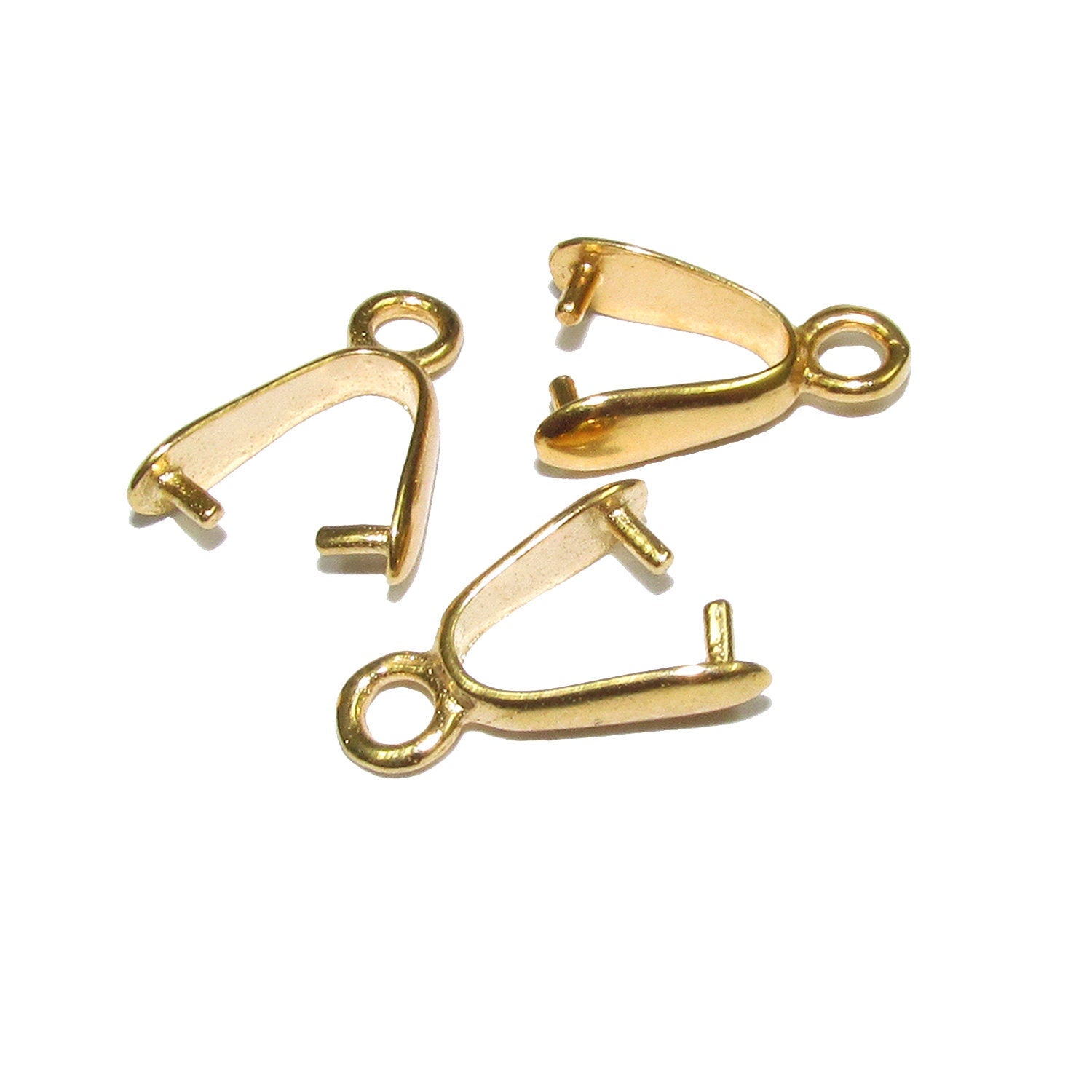 14K Yellow gold filled Pinch Pendant Bail, Jewelry making, bail with loop, Bail, Gold filled, Bail gold filled, Bail finding - 1 piece
