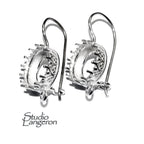 10mm 925 sterling silver blank earrings with bezel cup and closed ring, Jewelry making, Setting, bezel cup, base earrings - 1 pair (2 piece)