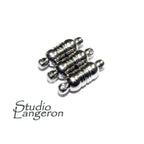 3 Silver Tone Magnetic Clasp Cylinder Design 18x6 mm, Nickel Free, Zinc Alloy Metal, Jewelry making, Clasp, Magnetic clasp, Silver plated