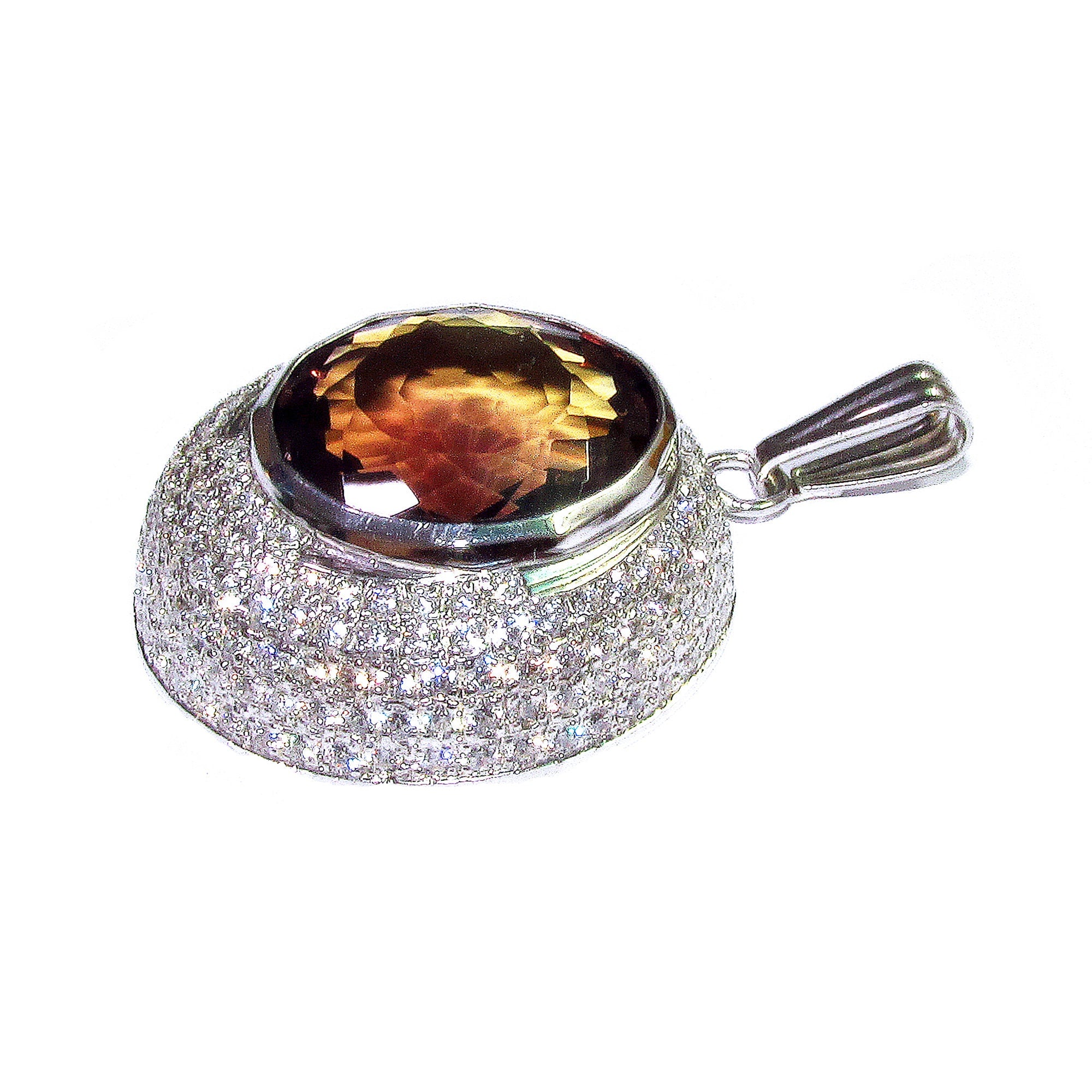 Rauchtopas and white topaz pendant 925 sterling silver size 2.7x2.7 cm, Handmade pendant, single copy, Rauchtopas, White topaz, Pendant gift