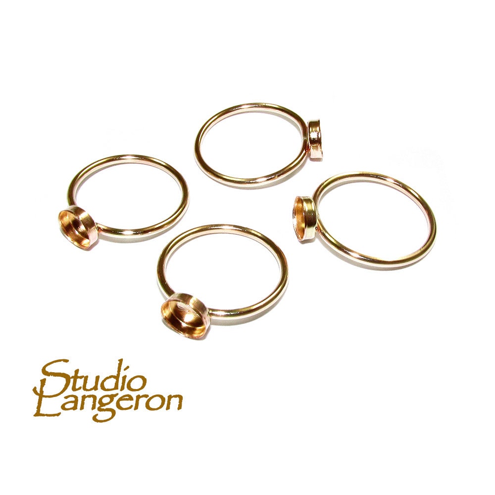14K Yellow gold filled blank ring with bezel cup 7mm size 4 - 11, Base ring, Gold filled ring, ring mounting, Jewelry making - 1 piece