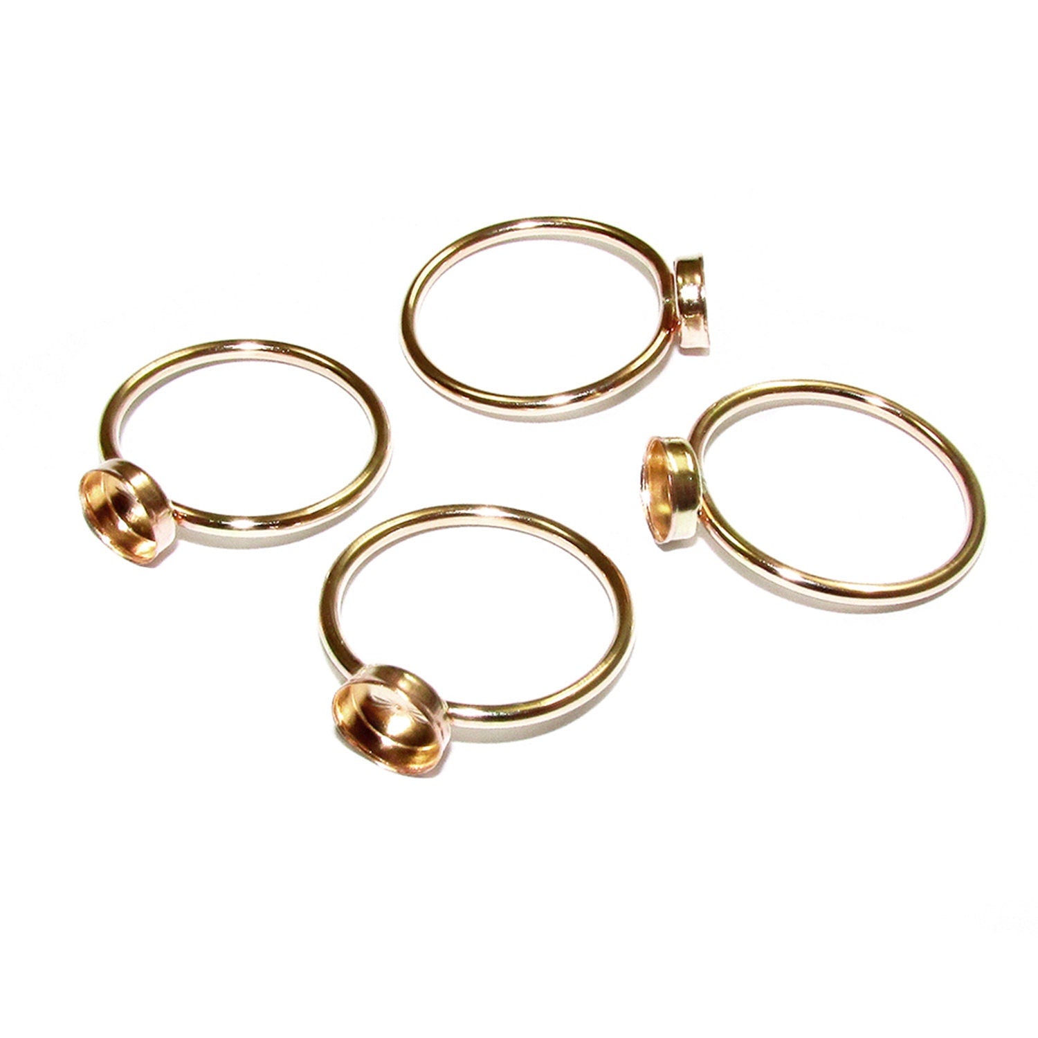 14K Yellow solid gold blank ring with bezel cup 6 mm size 4 - 10, Base ring, Solid gold ring, bezel cup, Jewelry making, Setting - 1 piece