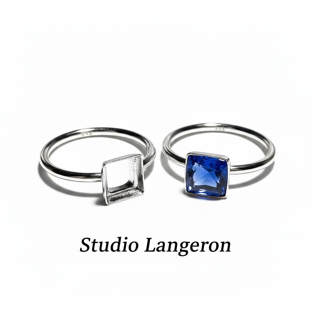 925 sterling silver blank ring with bezel cup 6x6mm size 4, 5, 6, 7, 8, 9, 10, 11, silver ring, bezel cup, setting, base ring - 1 piece