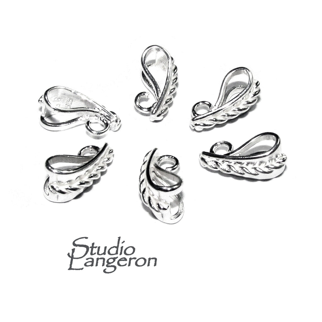 925 Sterling silver decorative Large Pendant Bails, sterling silver Bail, Jewelry making, Bail finding, bail for pendant, silver - 1 piece
