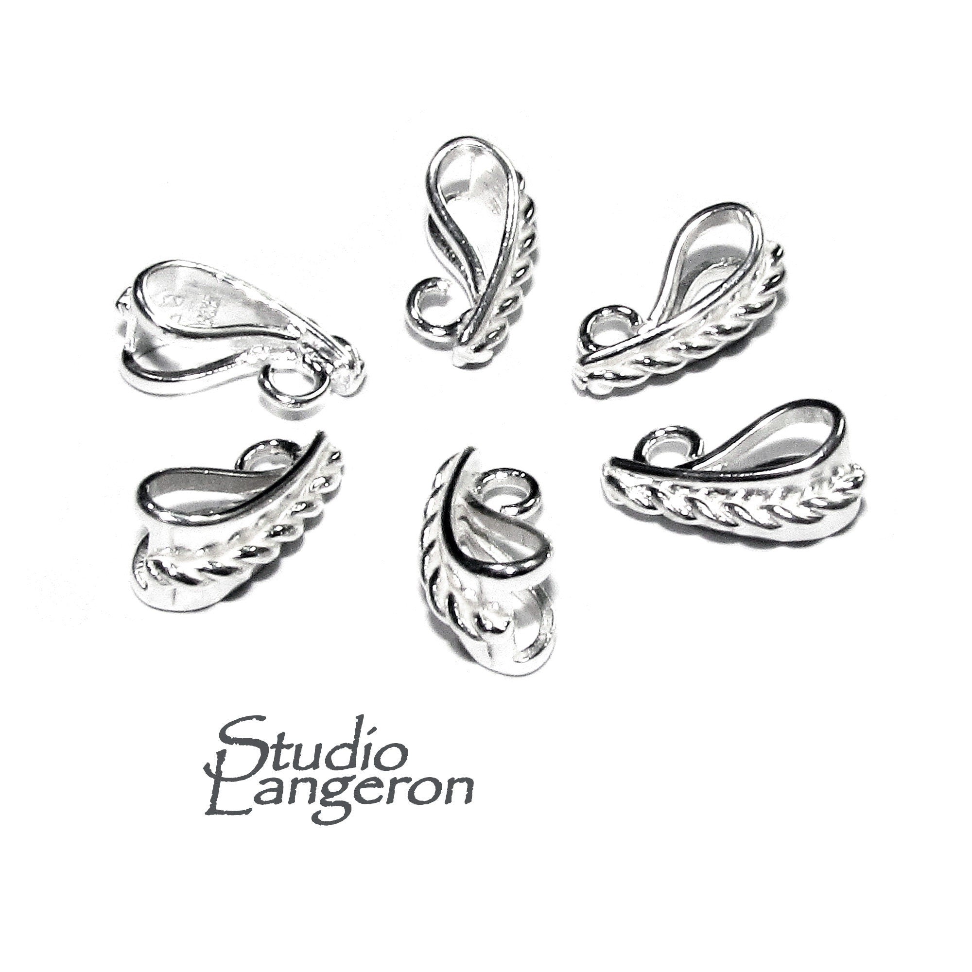 925 Sterling silver decorative Large Pendant Bails, sterling silver Bail, Jewelry making, Bail finding, bail for pendant, silver - 1 piece