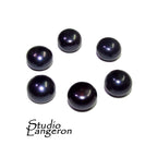 8 mm black pearls half-drilled Cabochon, Natural Pearl, black pearls Gemstone, Round pearl, Jewelry making, ring, earrings - 1 piece