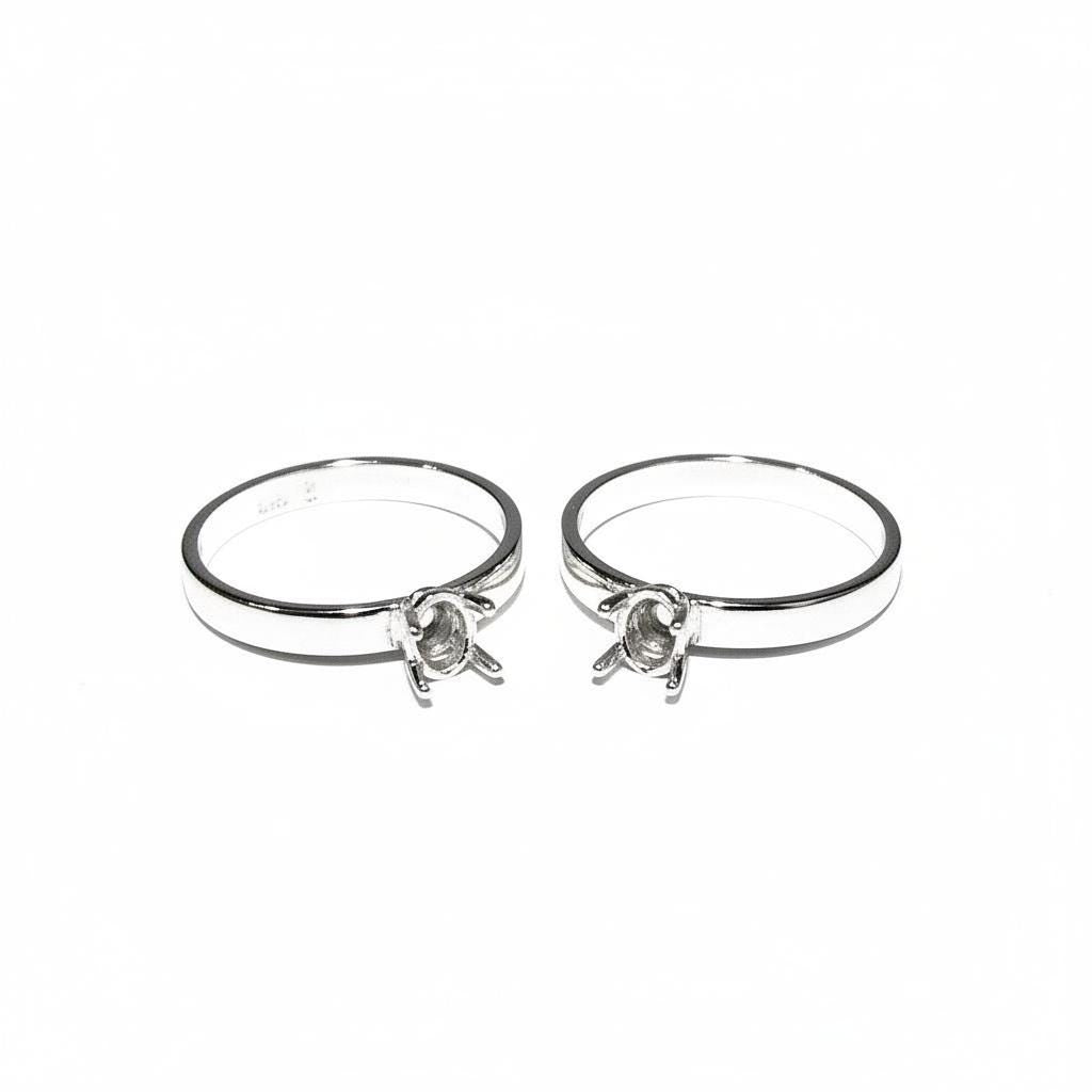 925 sterling silver blank ring with oval 4-Prong Settings 4x6mm size 4-11, Jewelry making, Ring mounting, Base ring, Prong setting - 1 piece