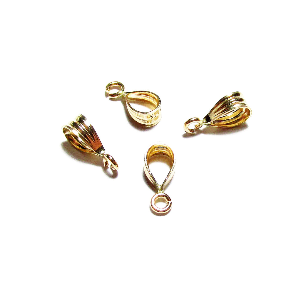 14K Solid gold grooved bail With fixed open ring size 9.5x3.0 mm, Solid gold Bail, Jewelry making, Bail findings, Pendant bail - 1 piece
