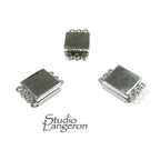 925 Sterling Silver Magnetic Square Button Clasps with three loops, Magnetic clasp, Silver clasp, Jewelry making, 925 silver clasp - 1 piece