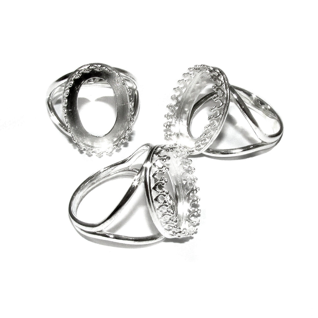 13x18mm 925 sterling silver blank ring with bezel cup size 5, 6, 7, 8, silver ring, bezel cup, mounting, base ring, Jewelry making - 1 piece