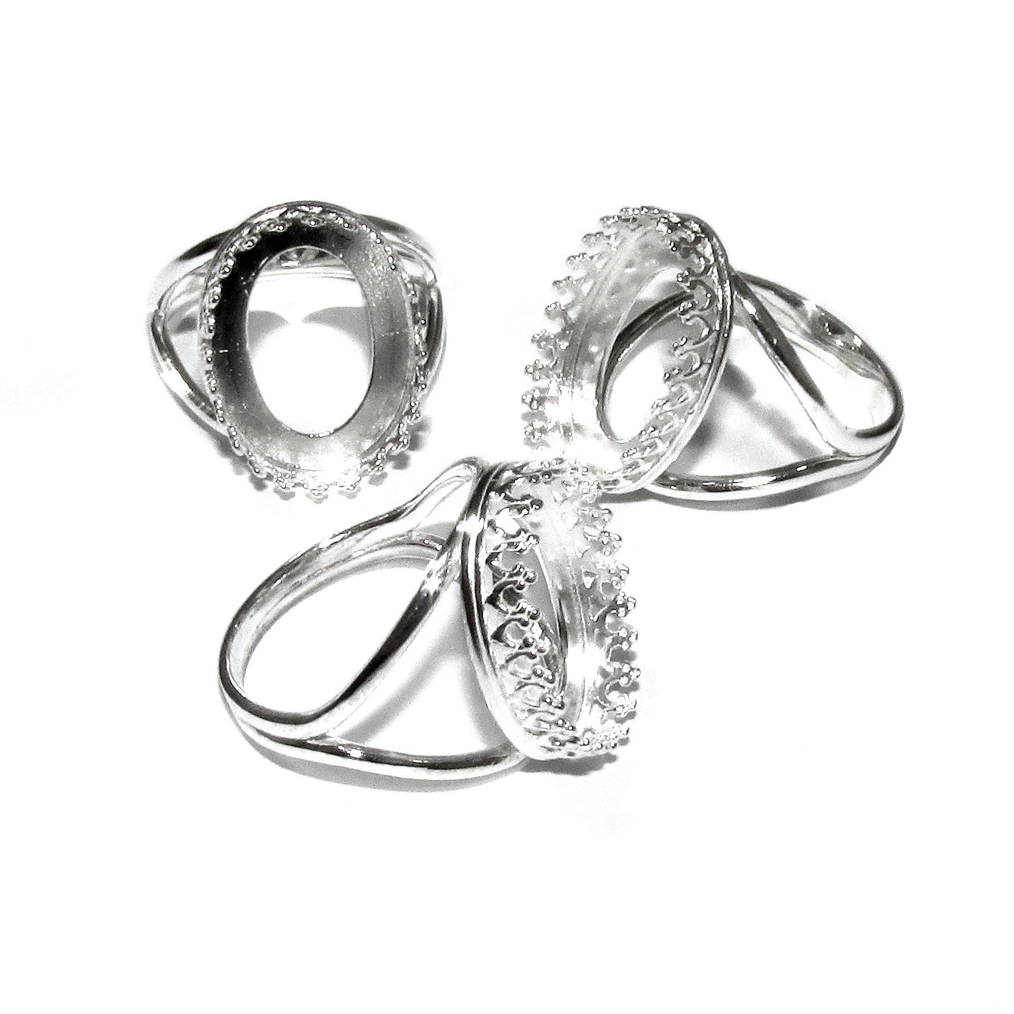 13x18mm 925 sterling silver blank ring with bezel cup size 5, 6, 7, 8, silver ring, bezel cup, mounting, base ring, Jewelry making - 1 piece