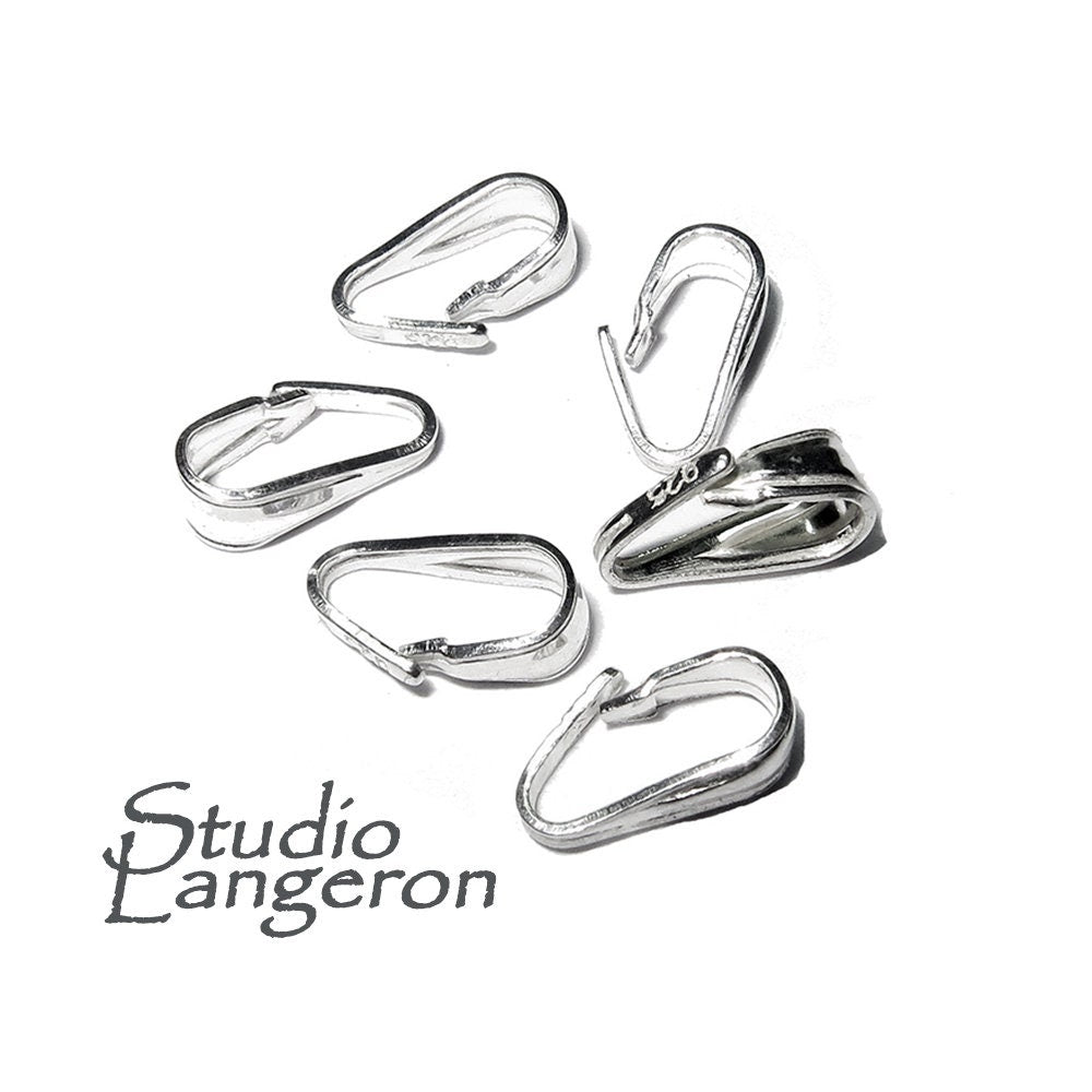 925 Sterling silver small Snap-On Pendant Bail size 5.5x2.0 mm, sterling silver Snap-On Bail, Jewelry making, Bail findings - 1 piece