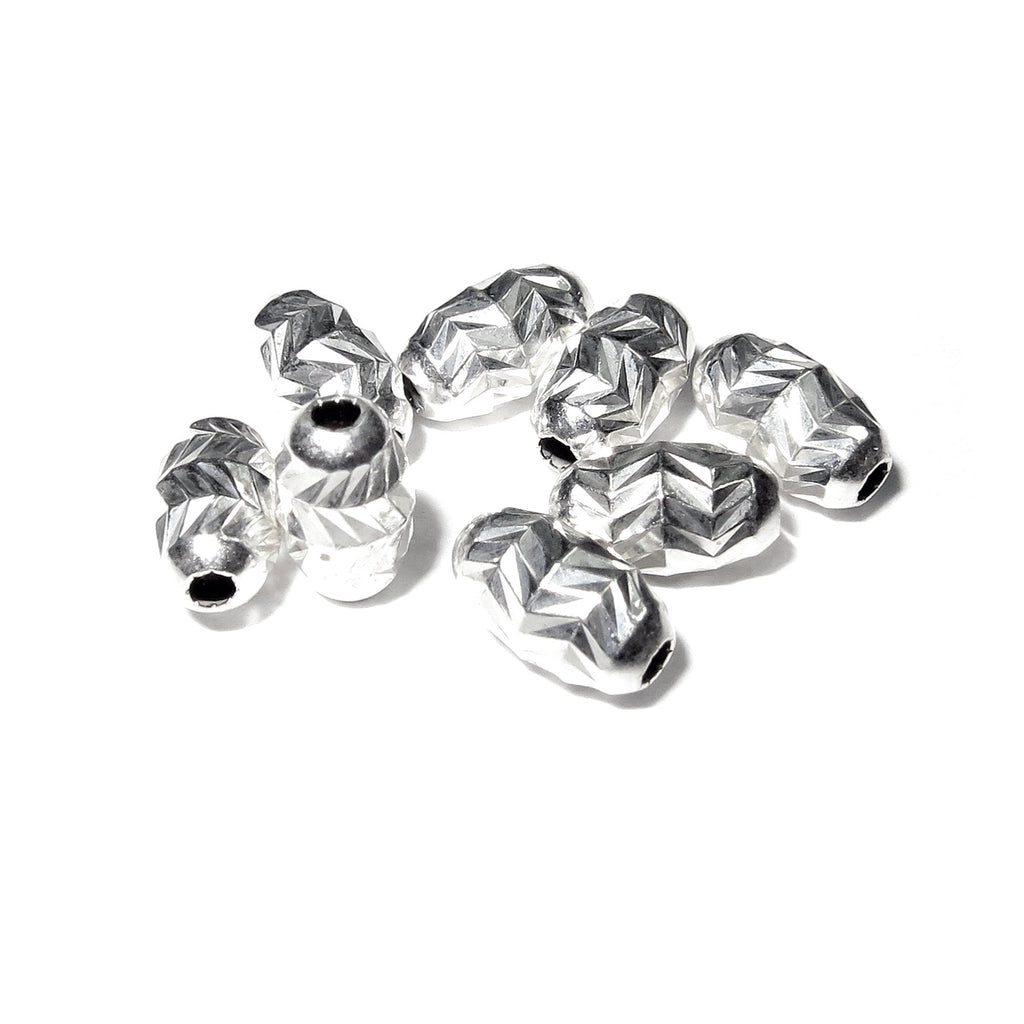 925 Sterling Silver Diamond cut shiny oval Beads Size 4.0x6.5 mm, Jewelry making, Diamond cut, oval Beads, Silver oval beads - 1 piece