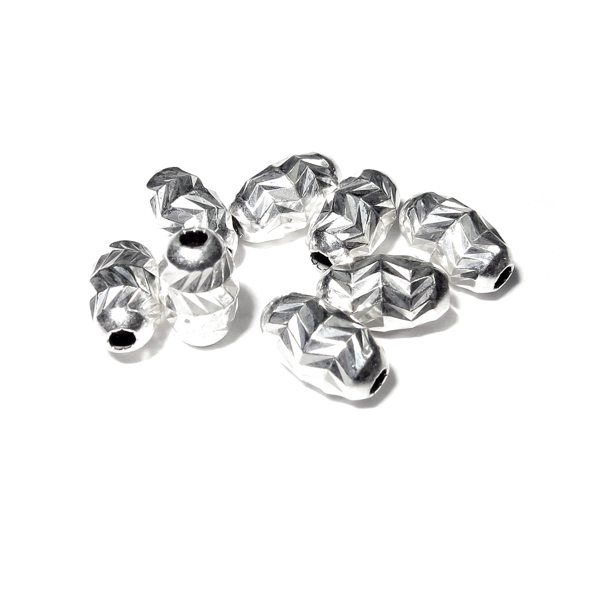 925 Sterling Silver Diamond cut shiny oval Beads Size 4.0x6.5 mm, Jewelry making, Diamond cut, oval Beads, Silver oval beads - 1 piece