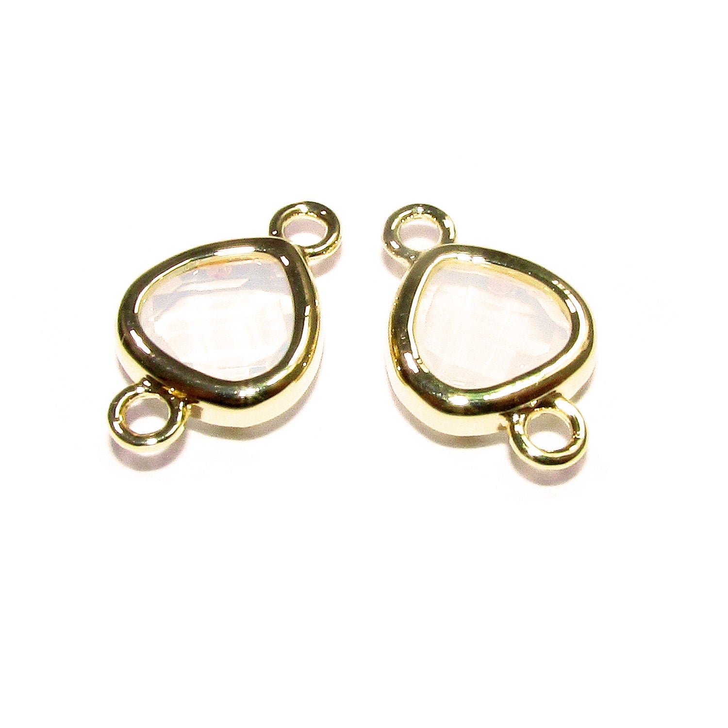 14K Gold Filled Checkerboard white opal triangular Link Connector size 8x14 mm, gold filled link, Jewelry making, Link Connector - 1 piece