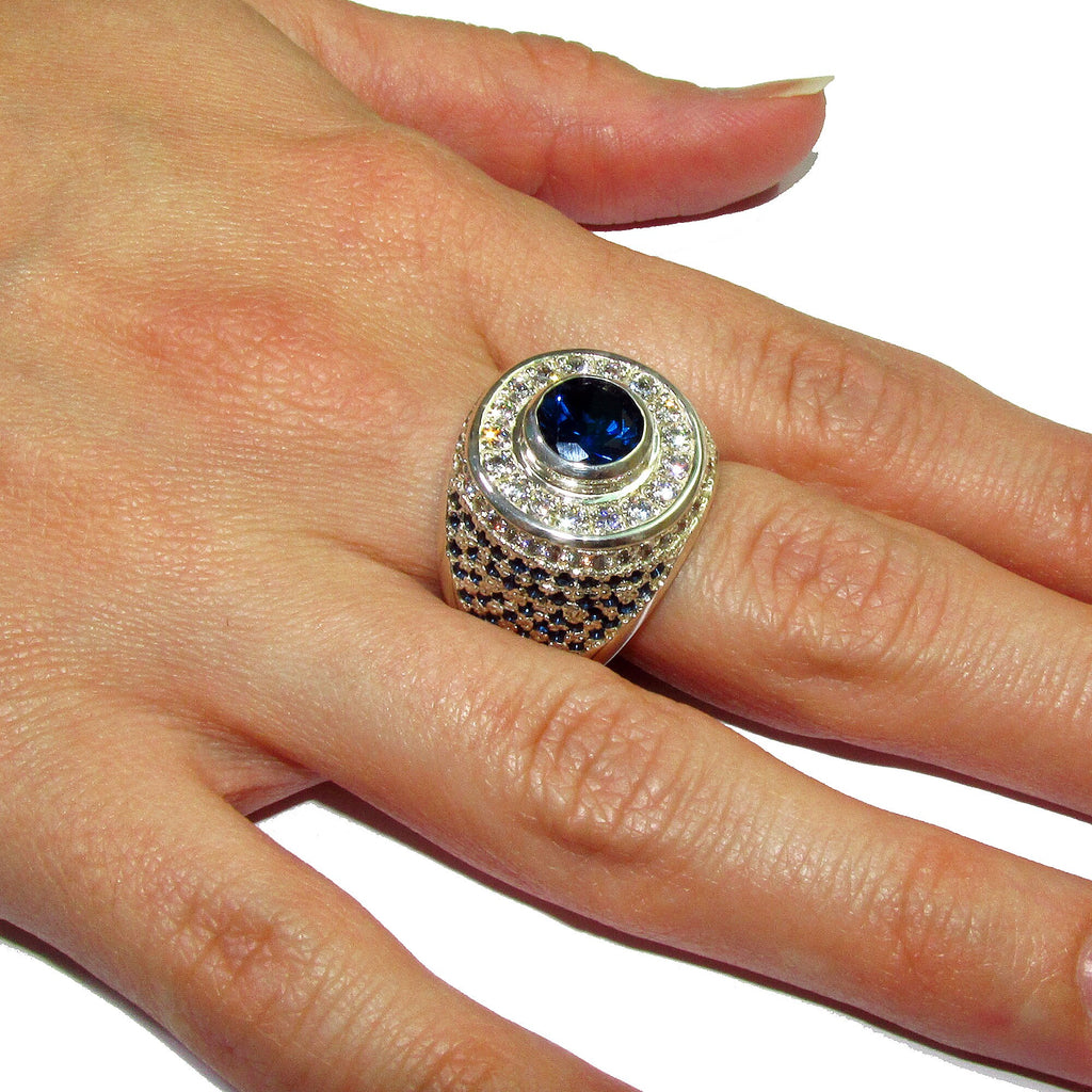 Statement blue topaz ring 925 sterling silver size 8 1/2, Handmade ring, single copy, 925 sterling silver, Natural topaz, Silver ring