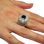 Statement blue topaz ring 925 sterling silver size 8 1/2, Handmade ring, single copy, 925 sterling silver, Natural topaz, Silver ring