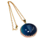 Druze agate blue pendant 14K Yellow gold filled size 3.0 cm, Handmade pendant, single copy, Natural Agate blue, Handmade pendant gold filled
