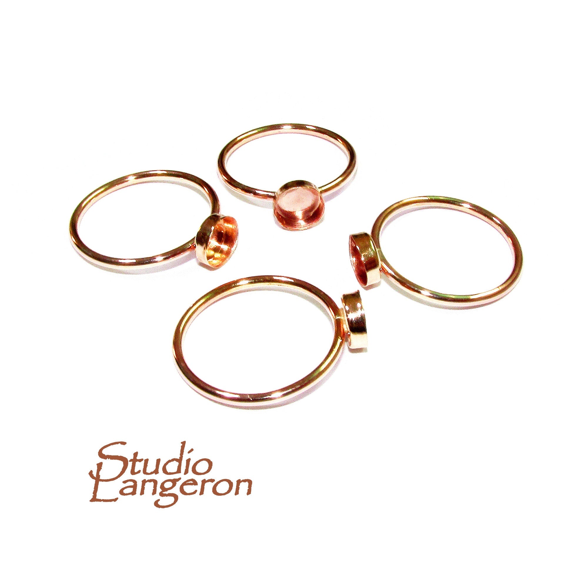 14K Rose gold filled blank ring with bezel cup 6mm size 4 - 11, Base ring, Rose Gold filled ring, setting, jewelry making, setting - 1 piece