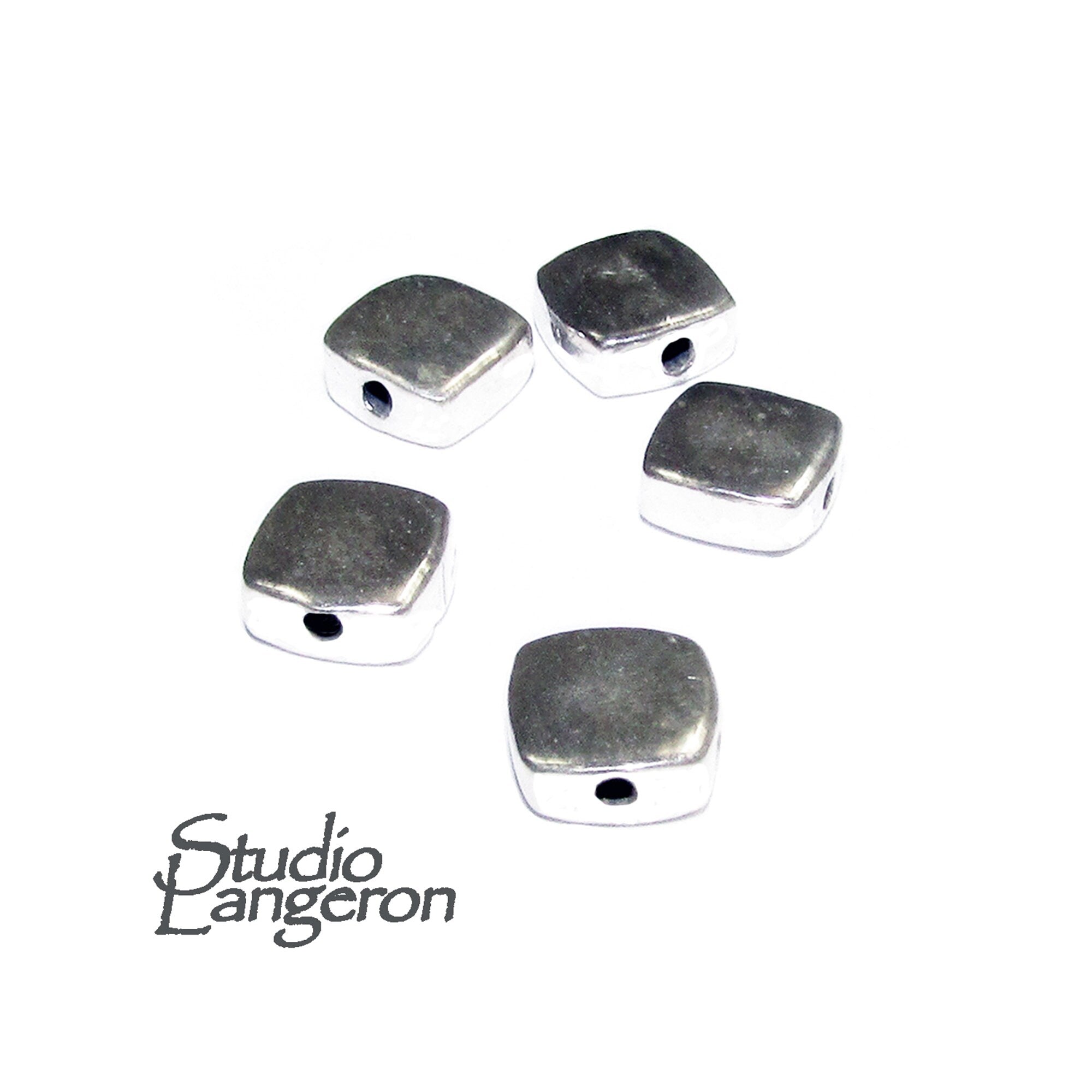 925 Sterling silver flat bead size  5.5x2.5 mm, Rectangular bead for bracelet, Jewelry making, sterling silver rectangular beads - 1 piece
