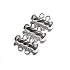 925 Sterling Silver Twisted Tube Bar Clasp 2-Hole size 4.3x16 mm, Silver Clasps, Slide Clasps, Sterling silver, Jewelry making - 1 piece