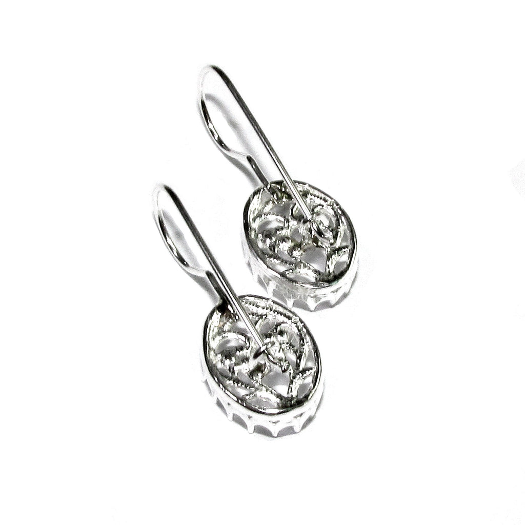 10x12 mm size 925 sterling silver blank earrings with bezel cup, Jewelry making, Setting, bezel cup, base earrings - 1 pair (2 pieces)