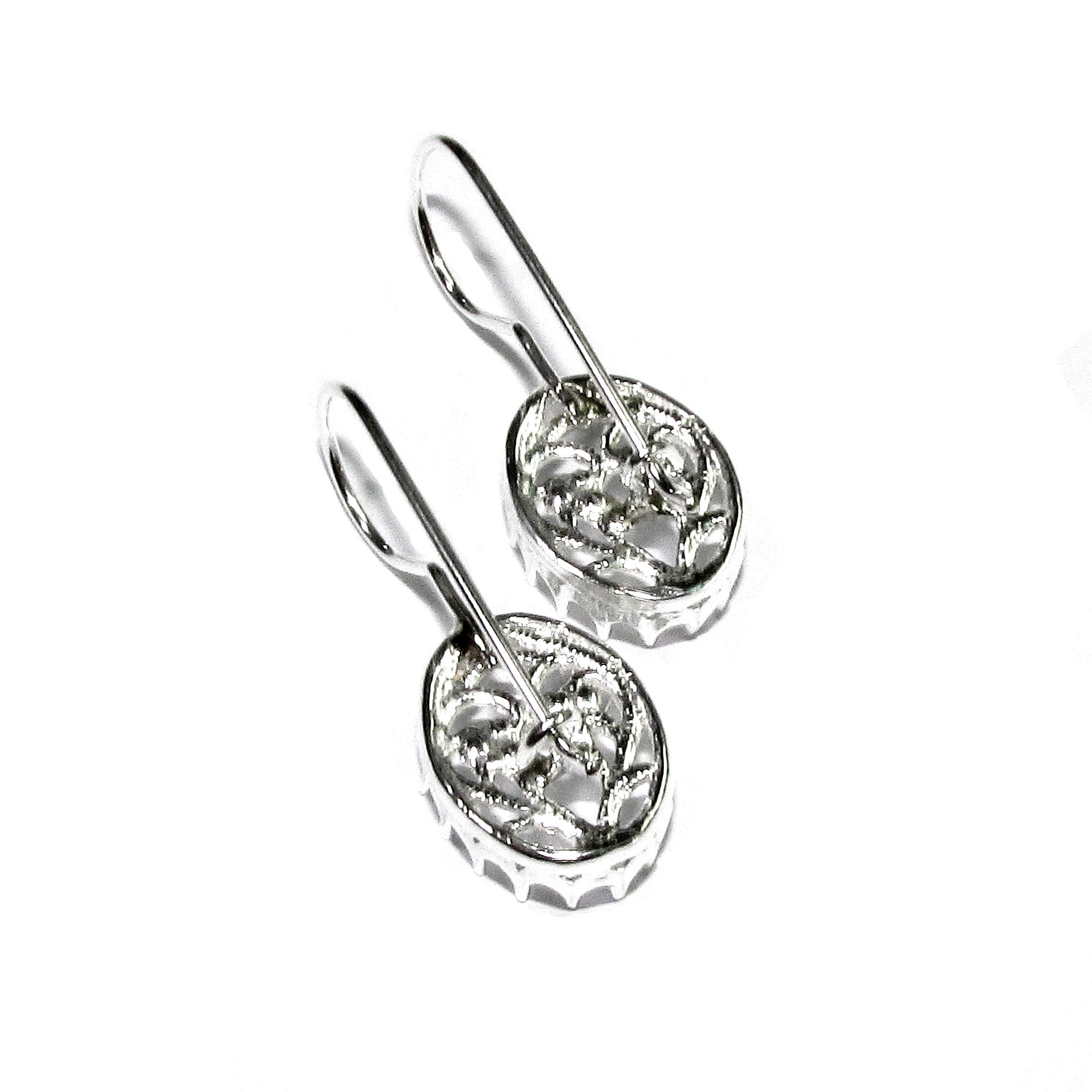 10x12 mm size 925 sterling silver blank earrings with bezel cup, Jewelry making, Setting, bezel cup, base earrings - 1 pair (2 pieces)
