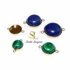 14K Yellow gold filled Round Bezel Cup with two closed loops size 6.0 - 30.0 mm, Bezel cup, Gold Filled, Jewelry making, Setting - 1 piece