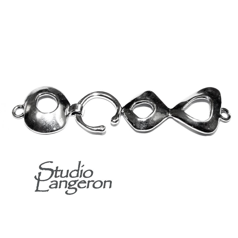 925 Sterling Silver Large Hook Eye Clasps size 6.0 cm, Silver clasp, Jewelry making, Hook eye clasp, Sterling silver, Large clasp - 1 piece