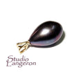 14K Pure Solid Yellow Gold Genuine Pearl Pendant, 14K Solid gold, Genuine pearl, Perl pendant, Elegant gift, Beautiful pendant, Black Pearl